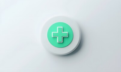 Obraz premium 3D render of a green plus sign in a circle. (1)