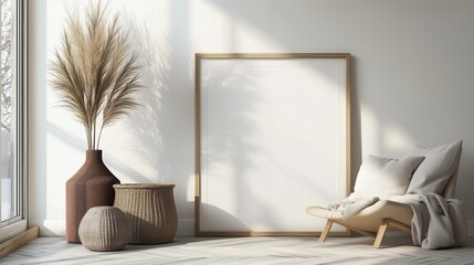 Picture frame. Empty. White background.