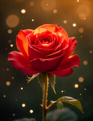 red rose with drops