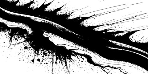 Splash Texture grunge black or white of grunge cracks dust and scratches old paint texture vector white background.