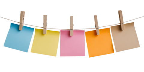 colorful notes on clothesline