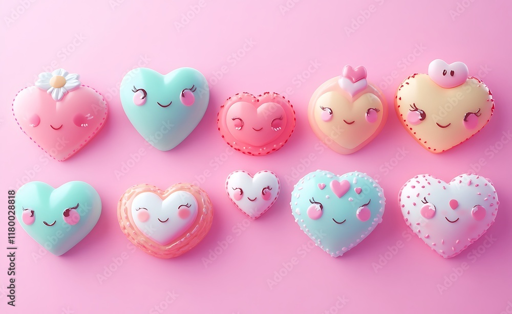 Poster a group of heart-shaped objects for a lovely and romantic display