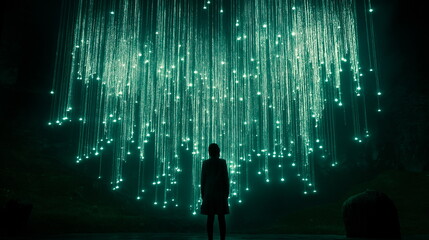 Obraz premium giant bioluminescent trees a magical glow hovering_011