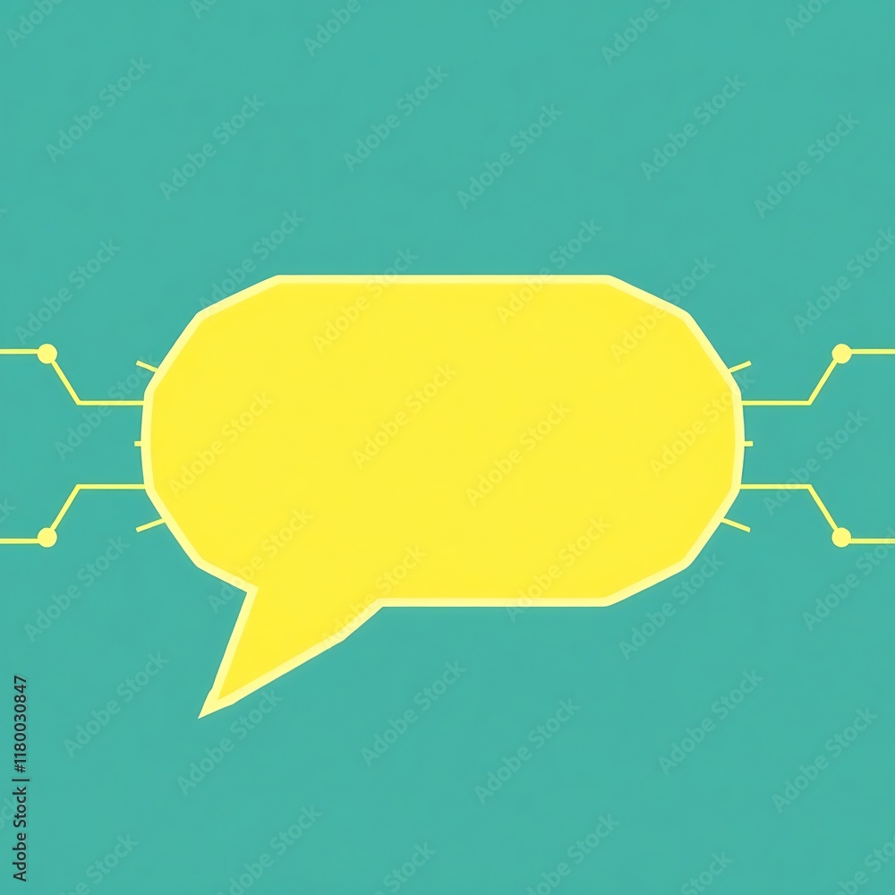 Poster digital dialogue: abstract speech bubble with circuit connections