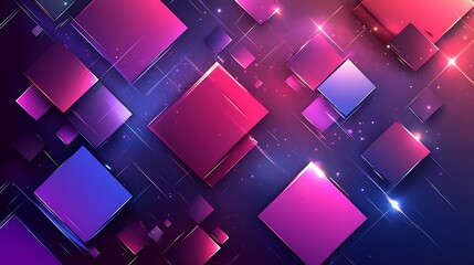 Abstract Geometric Design with Vibrant Squares and Glowing Lines