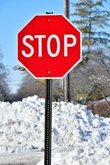 Icicles on a Stop Sign