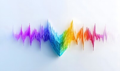 Obraz premium Abstract colorful 3D wave form, rainbow spectrum, data visualization.