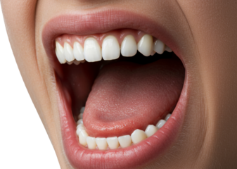 human mouth screaming, lips and teeth, face part, skin and anatomy, isolated transparent png