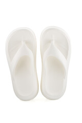 Slippers on a high platform isolated white background. Comfortable shoes for the summer season. Close-up.