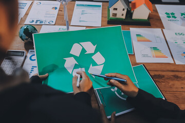 Carbon offset price report CO2 emission. Future growth Net zero waste in ESG ethical SME office...