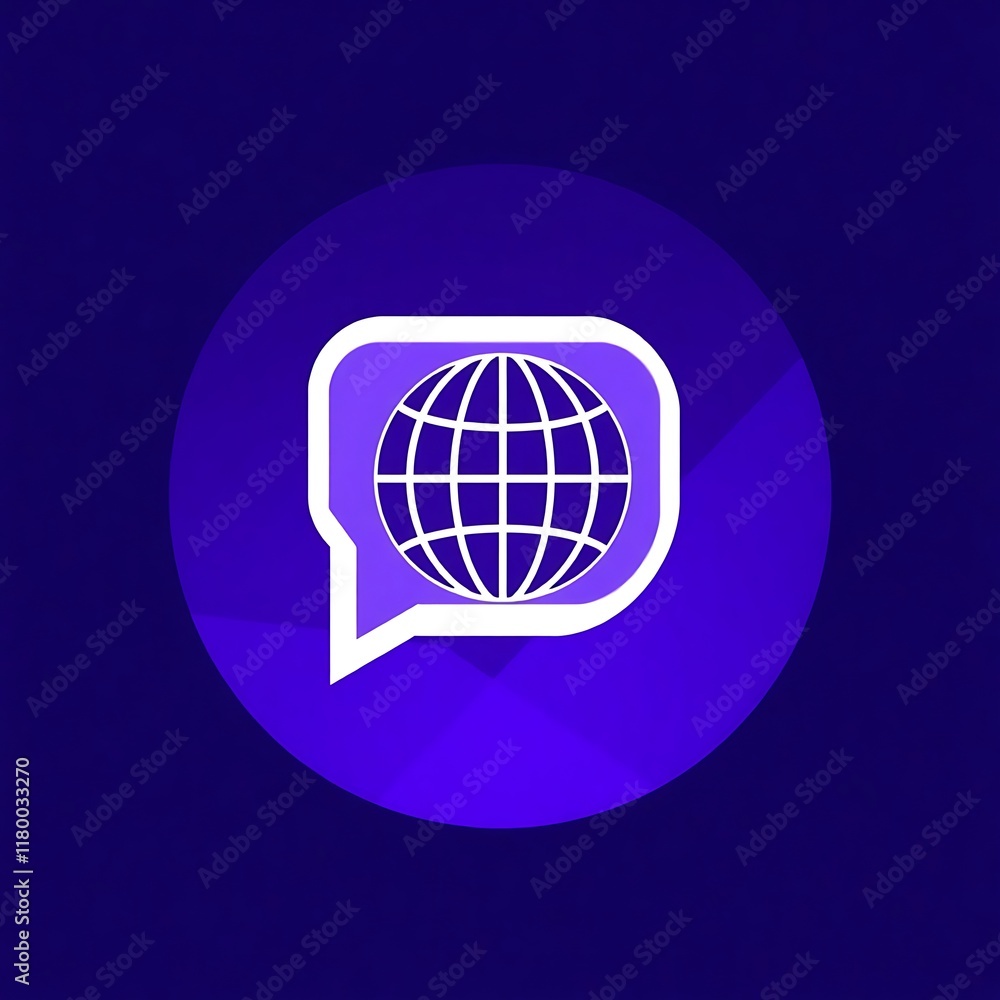 Aufkleber global communication: a stylized chat bubble with a globe icon. this abstract image represents globa