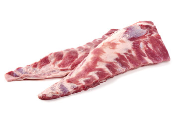 Raw pork ribs, isolated on white background.