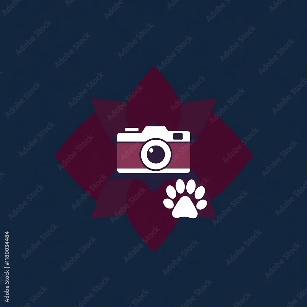 Poster camera and paw print icon: a stylized camera icon with a paw print in the foreground, set against a 