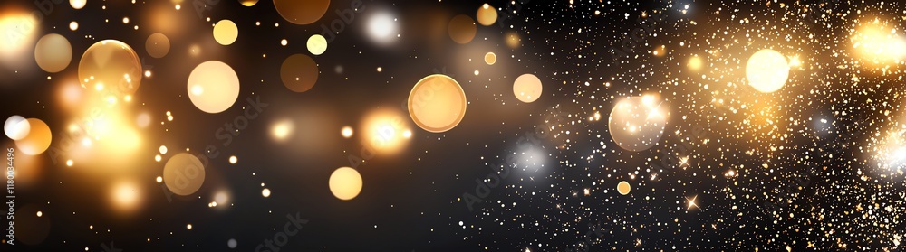 Poster a mesmerizing background featuring shimmering golden lights and sparkling effects