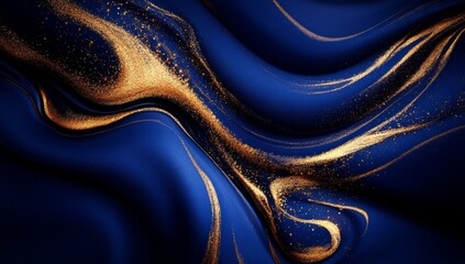 A design featuring a blue marble pattern with gold accents on a luxurious blue backdrop