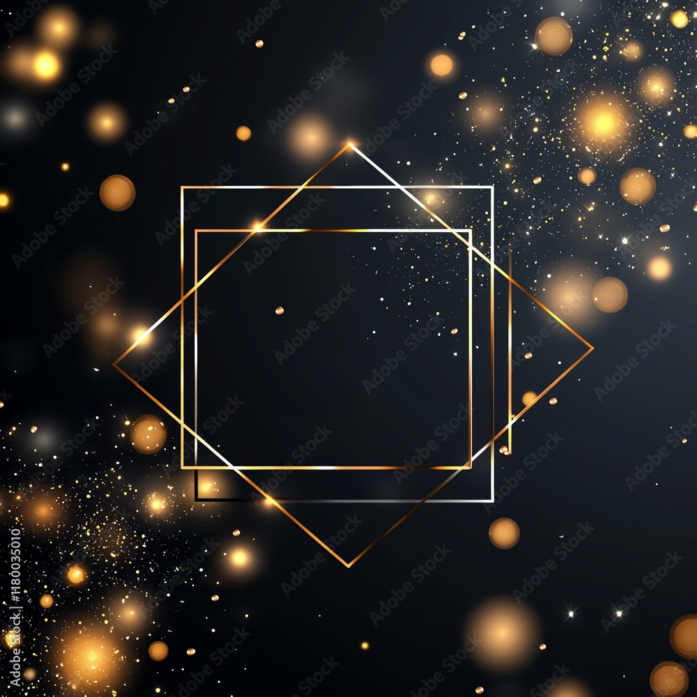 Aufkleber an elegant abstract background featuring sparkling golden lights and geometric shapes, perfect for c