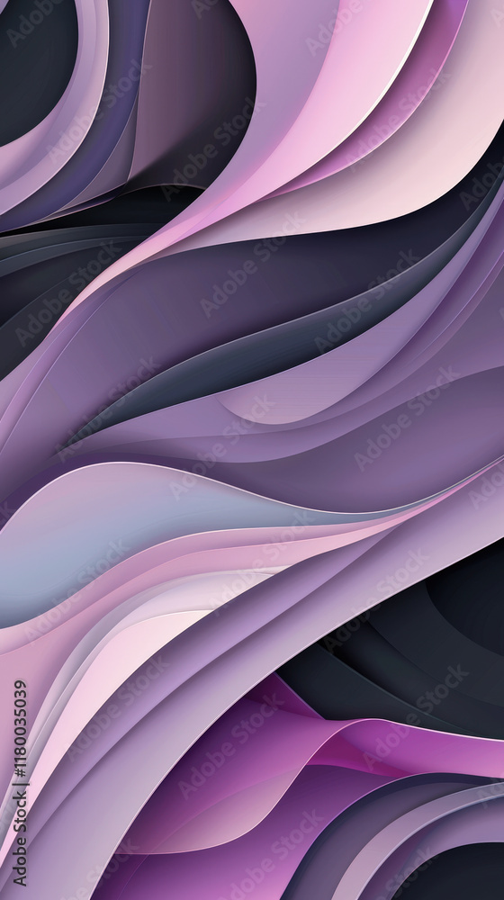 Poster swirling waves of purple and pink intertwine, creating a vibrant abstract design that evokes movemen