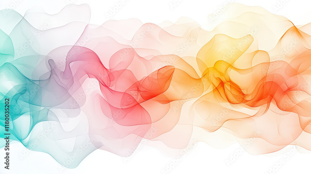 Poster Flowing waves of colors blend together in a soft, abstract display, creating a tranquil and visually appealing backdrop