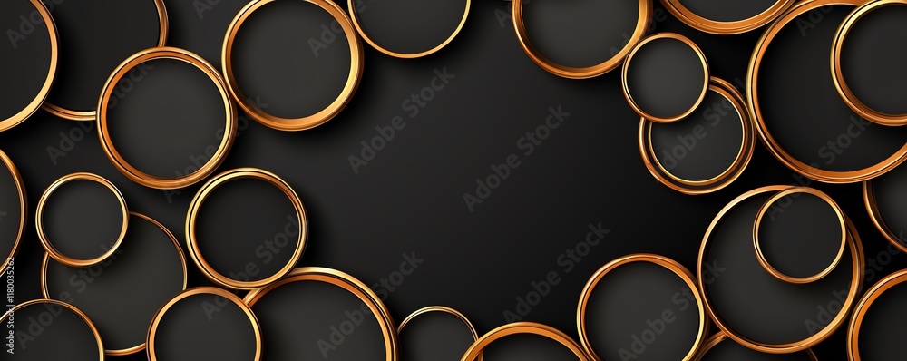 Poster an abstract design featuring an arrangement of circular shapes in warm tones on a dark background