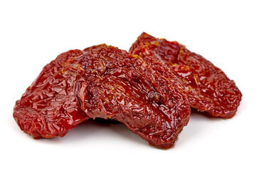 Sun-dried tomatoes isolated on white background.