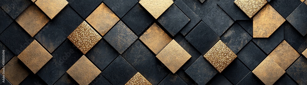Poster a close-up view of a textured surface featuring geometric patterns in dark and golden tones. this ca