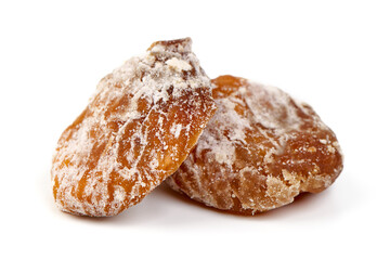 Dried figs, close-up, isolated on white background.