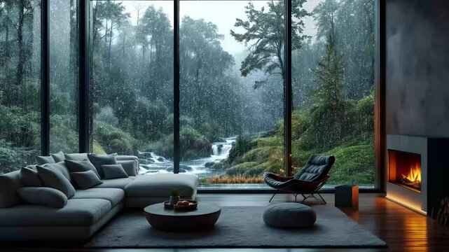 virtual backgrounds loop animation for stream overlay, meditation, smooth jazz or white noise video. cozy lo-fi background, rainfall or snowfall. live wallpaper, 