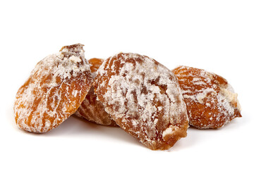 Dried figs, close-up, isolated on white background.