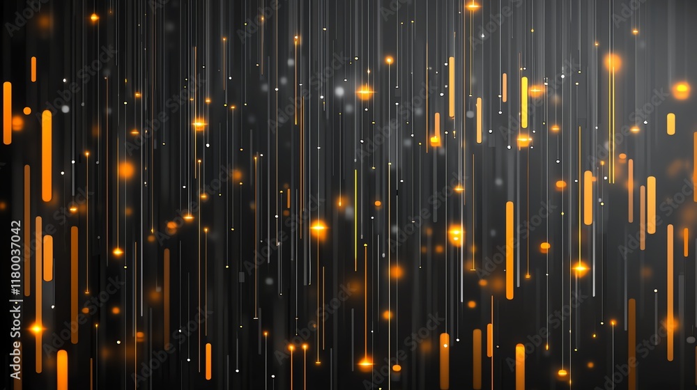 Poster a dynamic background featuring vertical golden and white streaks on a dark backdrop, creating a sens