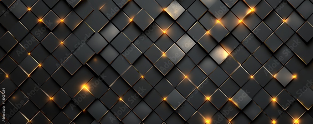 Aufkleber a stunning abstract background featuring a mesh of black tiles interspersed with sparkling golden li