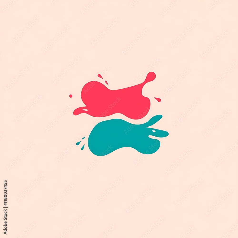 Poster abstract splash of color: a vibrant and modern graphic design featuring two abstract shapes in pink 