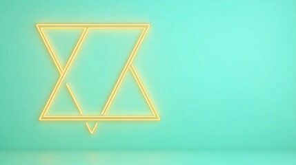 Yellow Neon Triangles on a Mint Green Wall