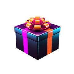 Obraz premium Bright Color Gift Box 3D Icon with Bow on transparent background