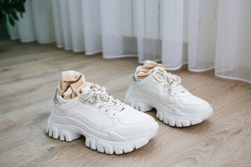 The child left dirty socks in his sneakers.