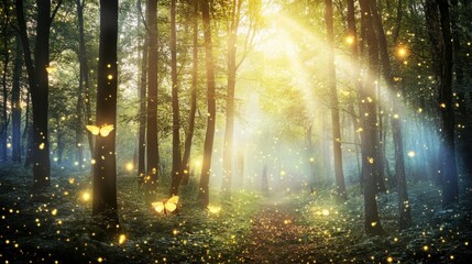 Enchanted Forest Pathway with Firefly Magic