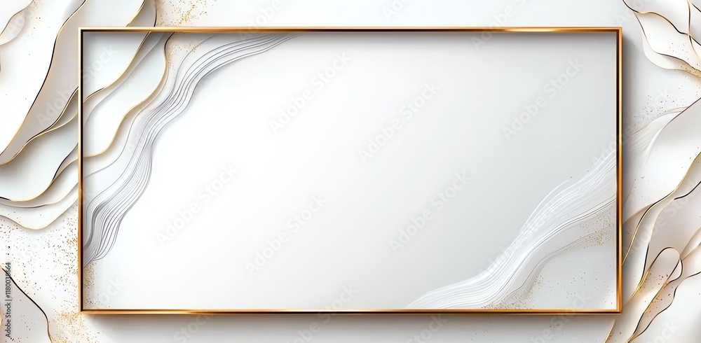 Poster a stylish and modern frame design featuring wavy patterns and a gold outline. perfect for showcasing