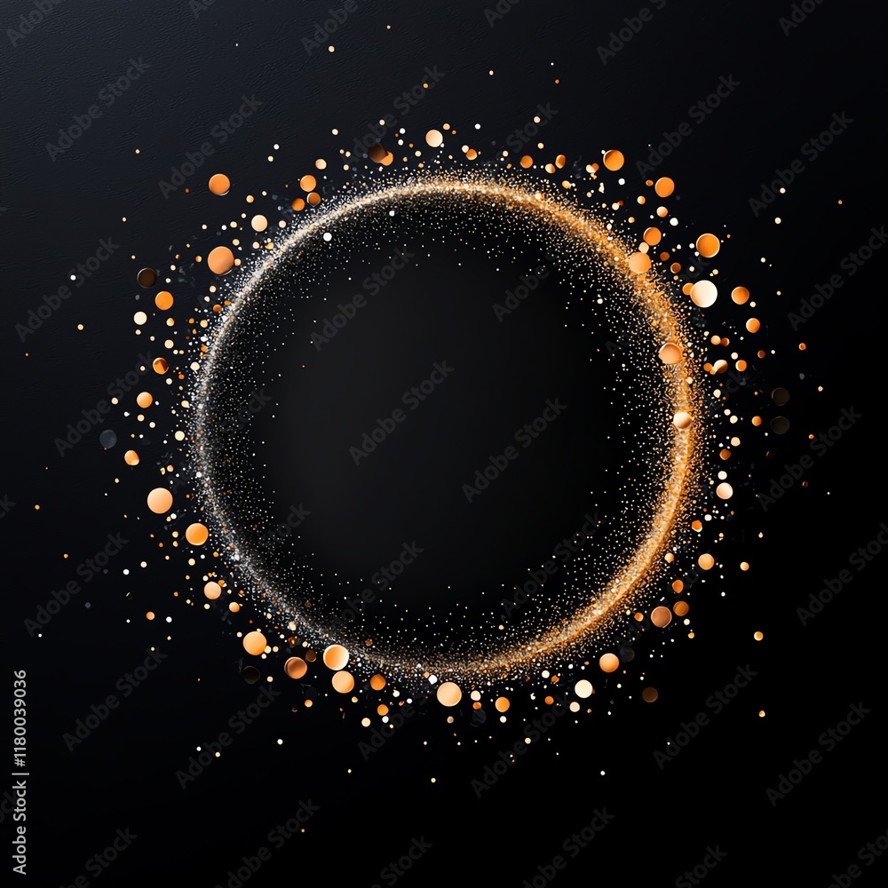 Aufkleber a stunning circular composition featuring vibrant particles and sparkles on a dark background, perfe