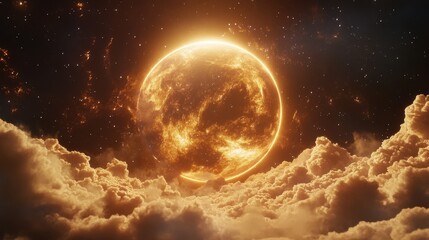 Obraz premium Vibrant Galactic Nebulae, detailed minimalist depiction of a starry galaxy background, infinite depth and color richness