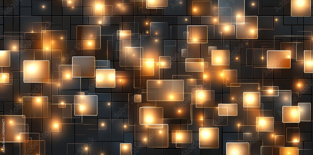 Poster a mesmerizing abstract background featuring glowing rectangles against a dark backdrop