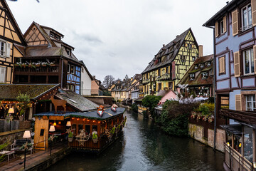 Building facades in Alsace during christmas period
