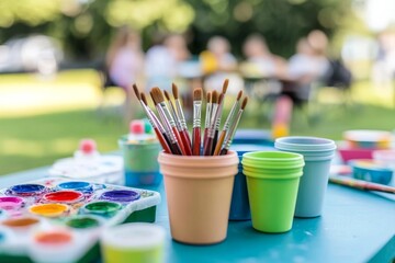 Obraz premium The artist's arsenal of oil paints and brushes, used in creating a