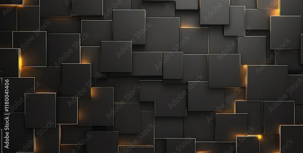 Poster A modern abstract background featuring a grid of dark squares with subtle glowing edges. Perfect for design projects, technology themes, or as a stylish backdrop.