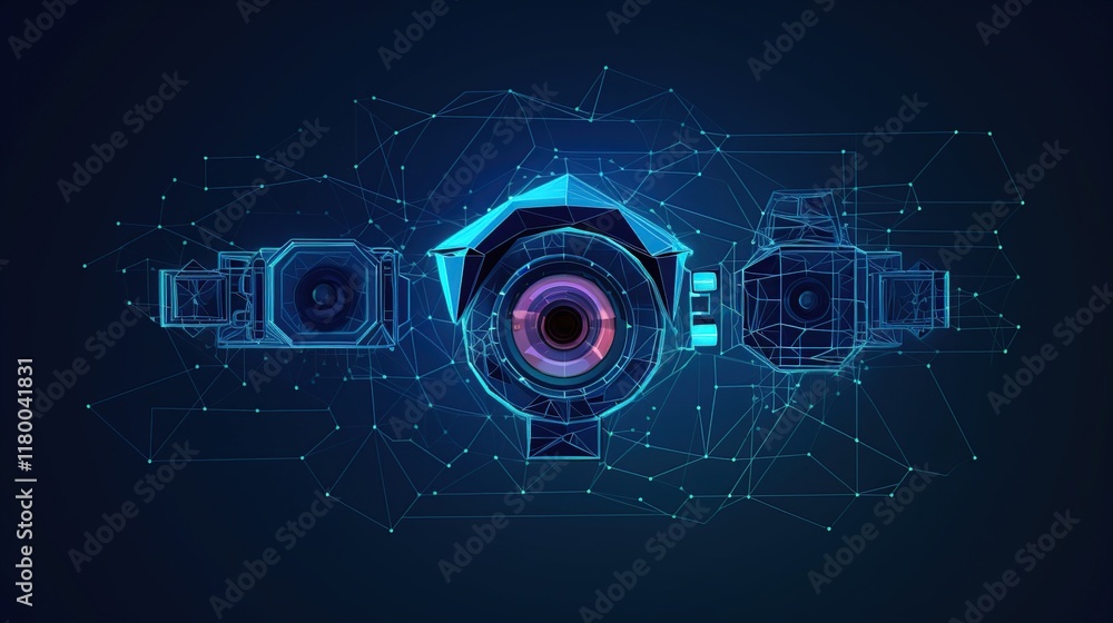 Poster abstract digital camera design with geometric shapes and lines