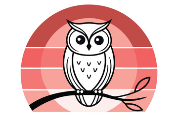Vector illustration of an Owl Perched on a Branch