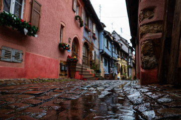 Building facades in Alsace during christmas period