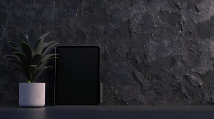 tablet mockup with blank screen standing on surface
