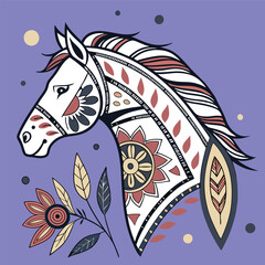 Premium Vector | Colorful horse head zentangle arts isolated.