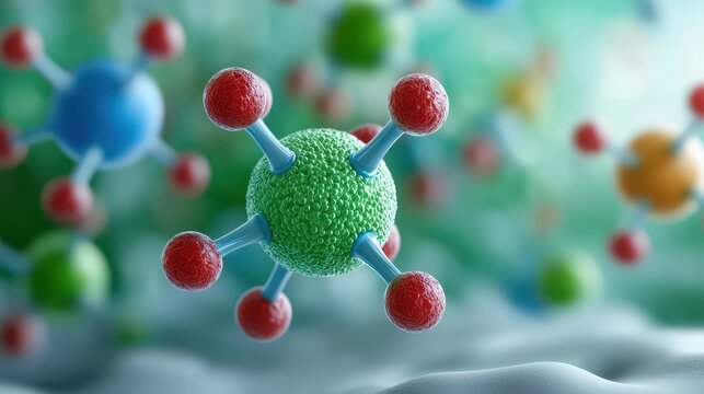 A vibrant, 3D illustration of molecules showcasing colorful atoms, representing the fundamental building blocks of matter in a scientific context.
