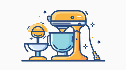 A clean and modern flat-line icon of a baking mixer, ideal for culinary and cooking themes.