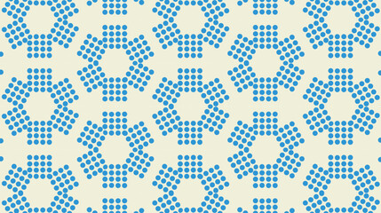 A blue and white pattern with many small blue circles